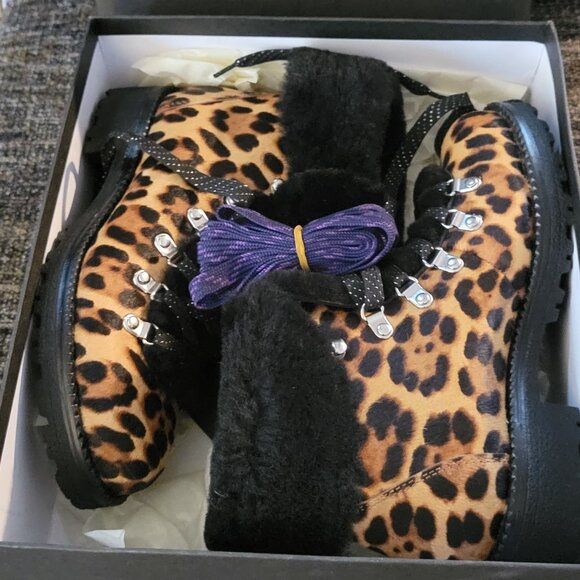 J.Crew msrp$228 Women's Nordic Boots in Leopard Calf Hair Size 8 US Winter - Picture 2 of 4